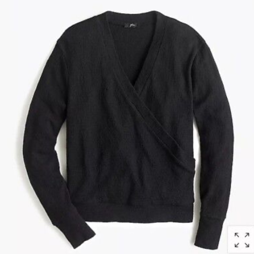 J Crew crepe cotton faux wrap long sleeve top